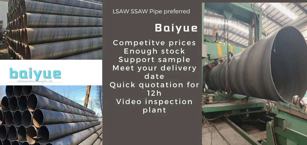 ASTM A36 A53 A106 LSAW SSAW Sawl ERW Large Diameter Sch 40 Carbon Steel Spiral Welded Tube Pipe Galvanized Helical Steel Pipe API5l Material
